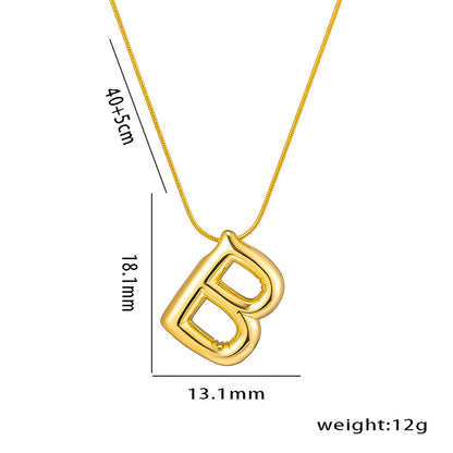 Titanium Steel Simple Style Letter Plating Pendant Necklace