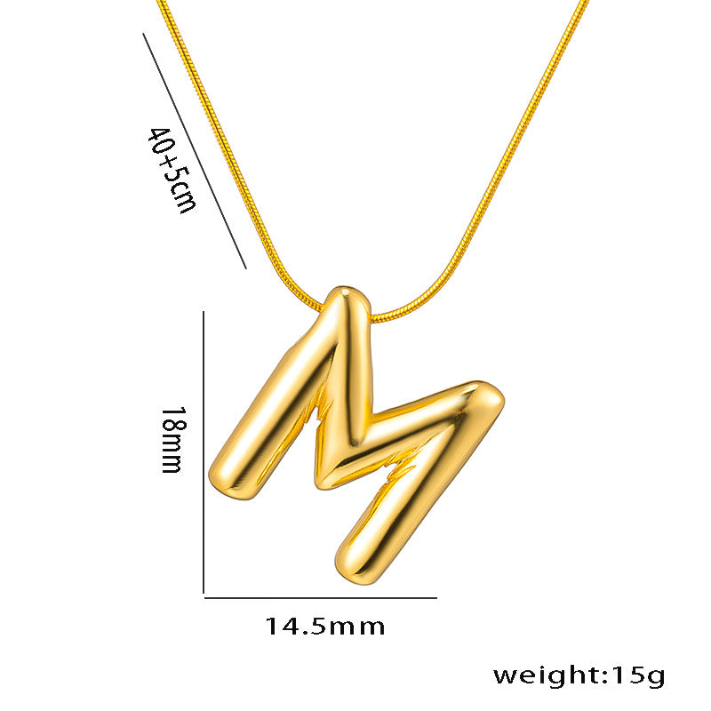 Titanium Steel Vintage Style Letter Plating Pendant Necklace