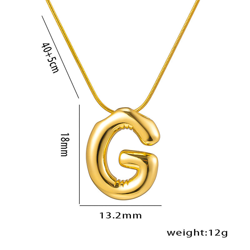 Titanium Steel Vintage Style Letter Plating Pendant Necklace