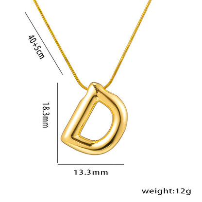 Titanium Steel Vintage Style Letter Plating Pendant Necklace