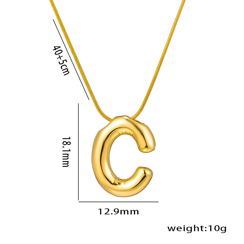 Titanium Steel Simple Style Letter Plating Pendant Necklace