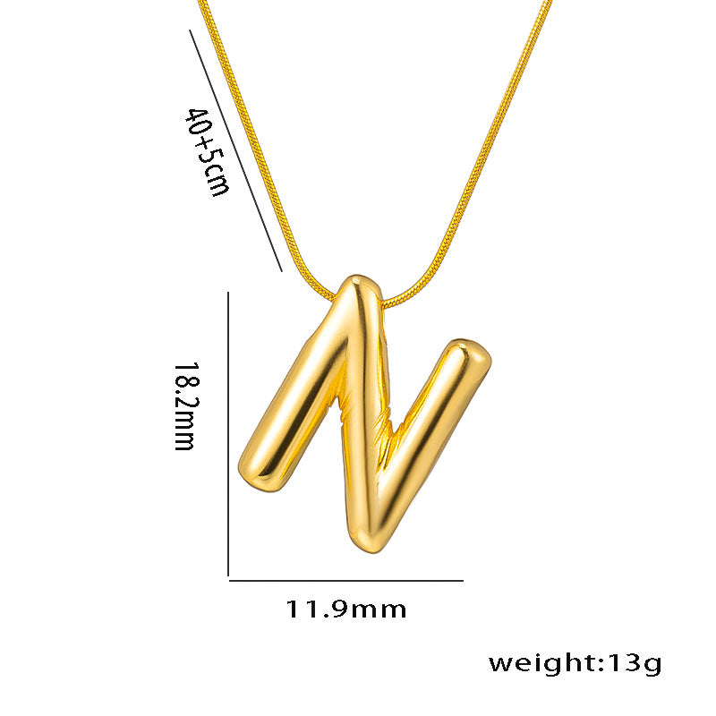 Titanium Steel Vintage Style Letter Plating Pendant Necklace