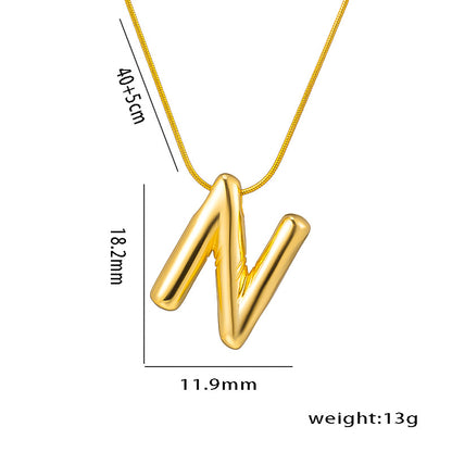 Titanium Steel Simple Style Letter Plating Pendant Necklace