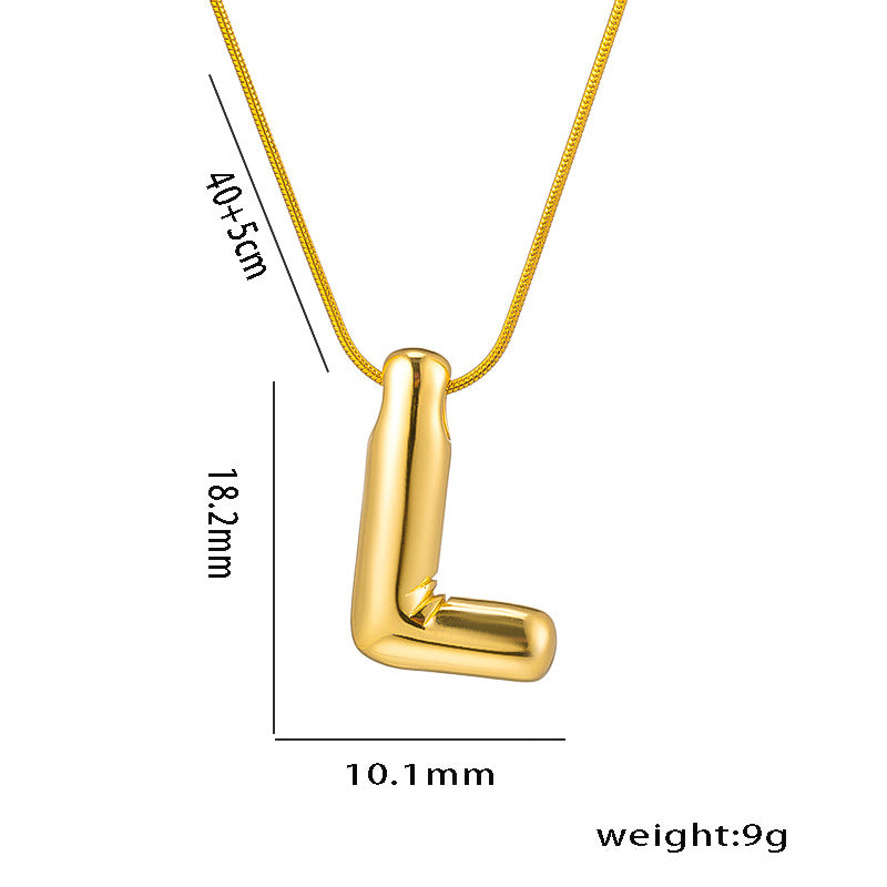 Titanium Steel Simple Style Letter Plating Pendant Necklace