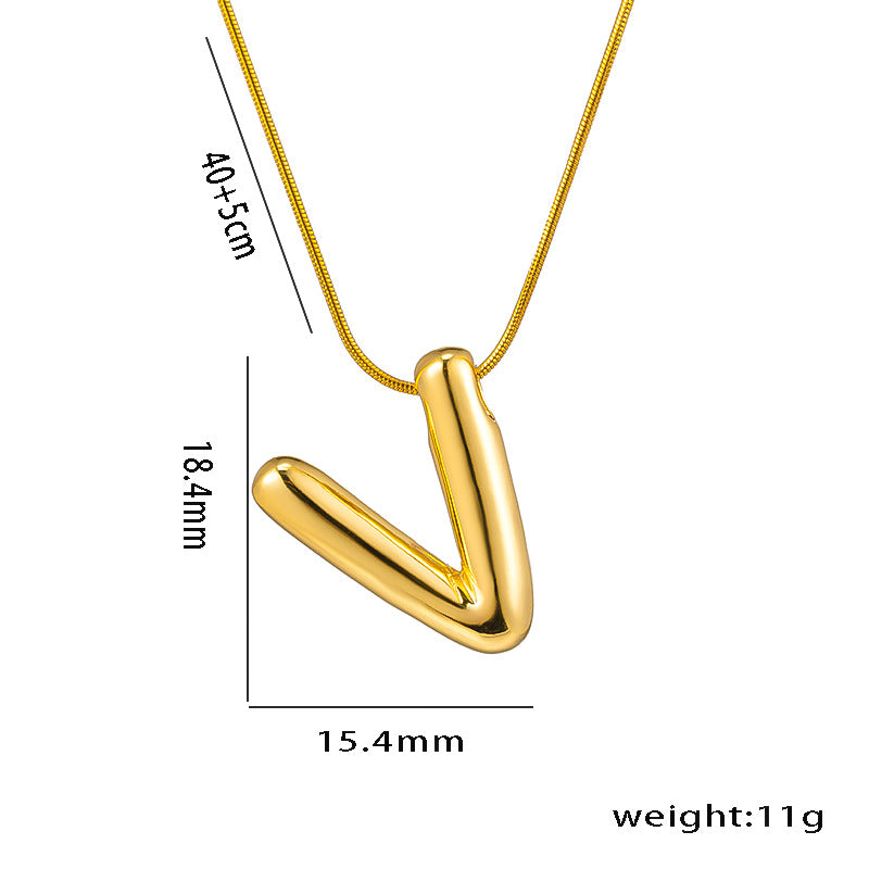 Titanium Steel Simple Style Letter Plating Pendant Necklace