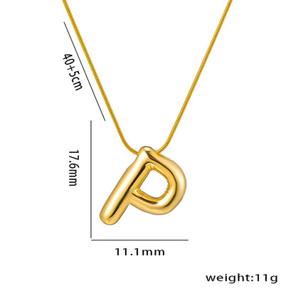 Titanium Steel Simple Style Letter Plating Pendant Necklace