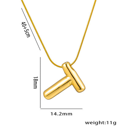 Titanium Steel Vintage Style Letter Plating Pendant Necklace