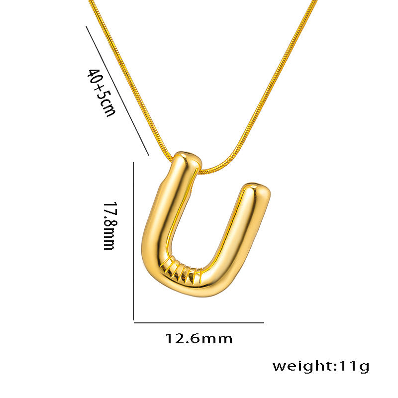 Titanium Steel Simple Style Letter Plating Pendant Necklace