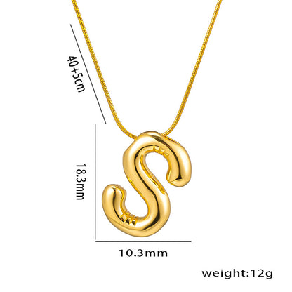 Titanium Steel Simple Style Letter Plating Pendant Necklace