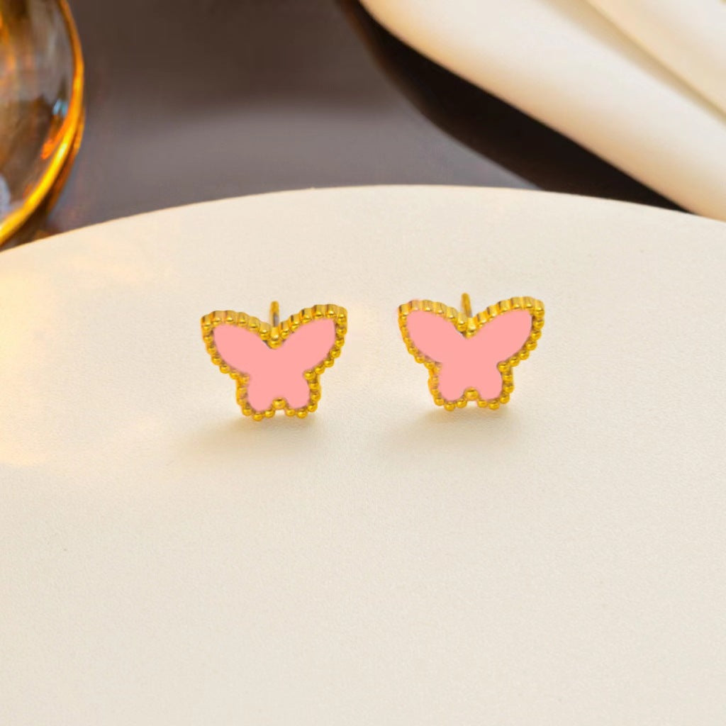 Titanium Steel Simple Style Butterfly Plating Earrings