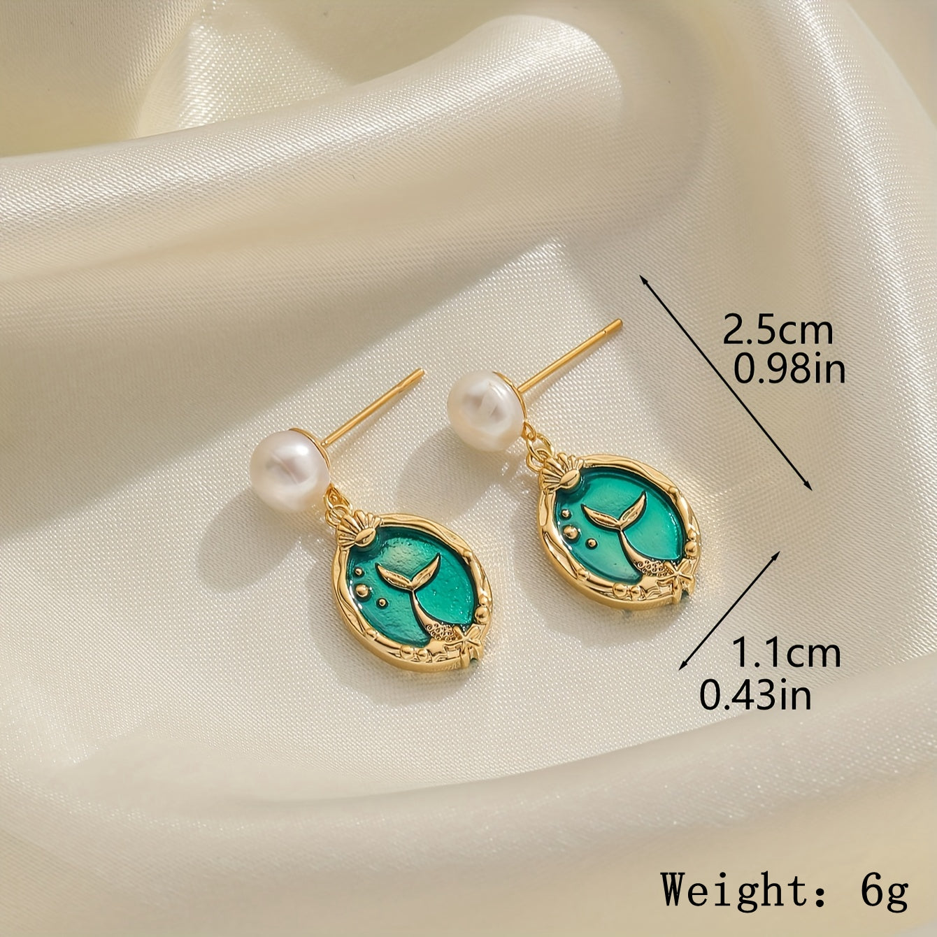 1 Pair Elegant Retro Clouds Mermaid Inlay Copper Freshwater Pearl Shell 18K Gold Plated Drop Earrings