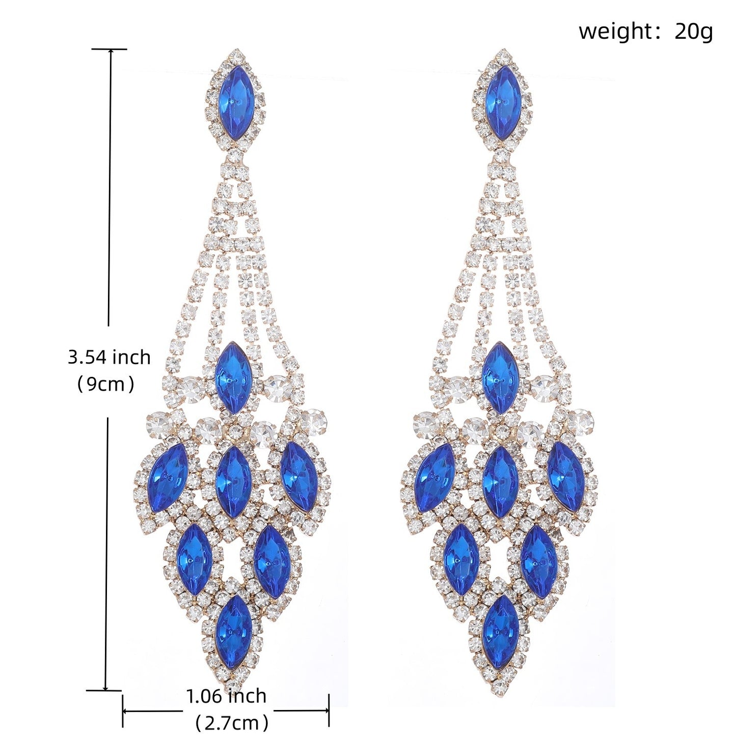 1 Pair Luxurious Shiny Tassel Inlay Copper Rhinestones Zircon Drop Earrings