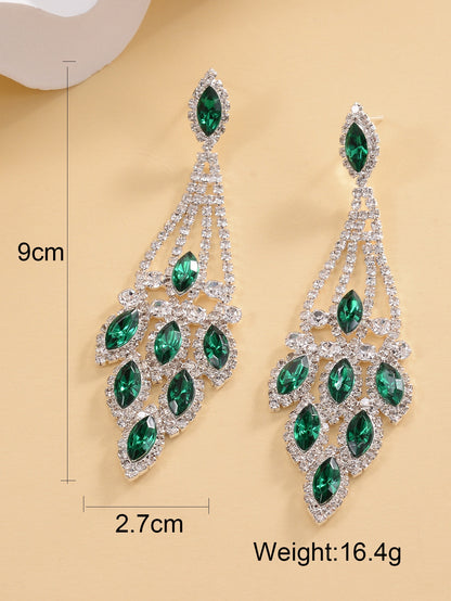 1 Pair Luxurious Shiny Tassel Inlay Copper Rhinestones Zircon Drop Earrings