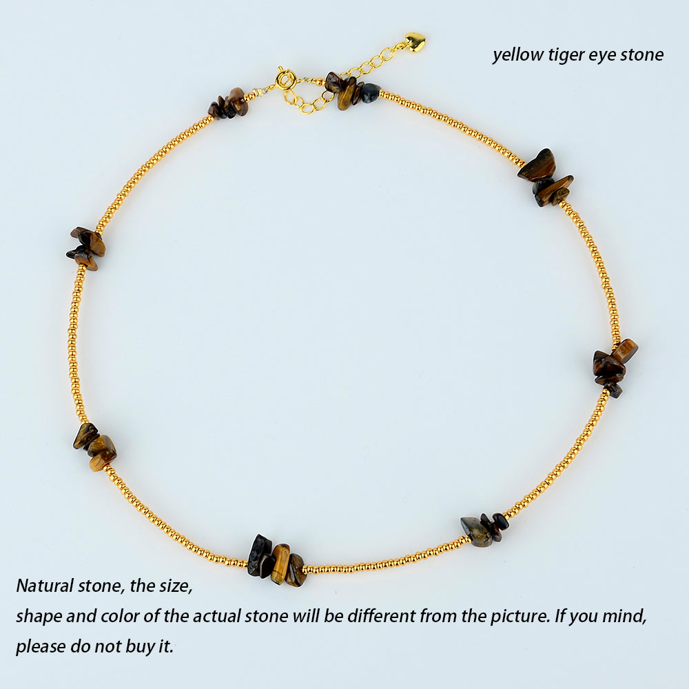 Bohemian Geometric Natural Stone Seed Bead Necklace In Bulk