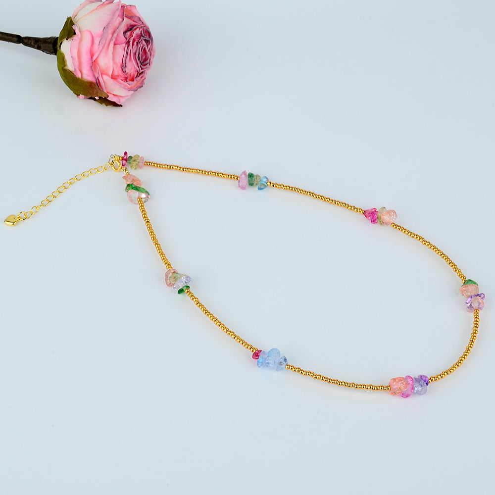 Bohemian Geometric Natural Stone Seed Bead Necklace In Bulk