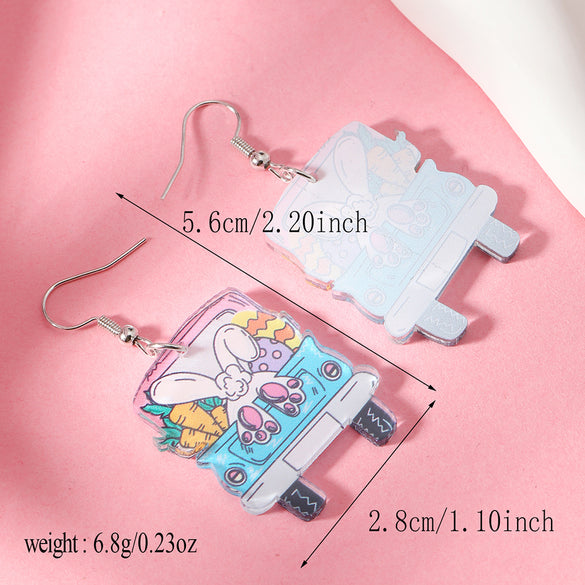 1 Pair Cute Vacation Bridal Animal Letter Tassel Arylic Silver Plated Drop Earrings