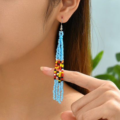 1 Pair Vacation Ethnic Style Geometric Beaded Drop Earrings