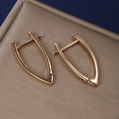 1 Pair XUPING Simple Style Geometric Inlay Copper Alloy Artificial Gemstones 18K Gold Plated Hoop Earrings