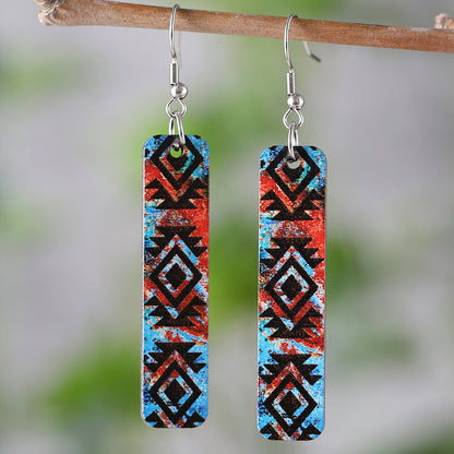 1 Pair Retro Geometric Wood Drop Earrings