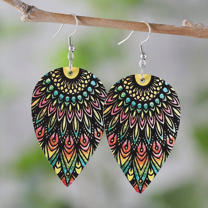 1 Pair Retro Geometric Wood Drop Earrings