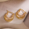 1 Pair Simple Style Geometric Inlay Copper Zircon 18K Gold Plated Hoop Earrings