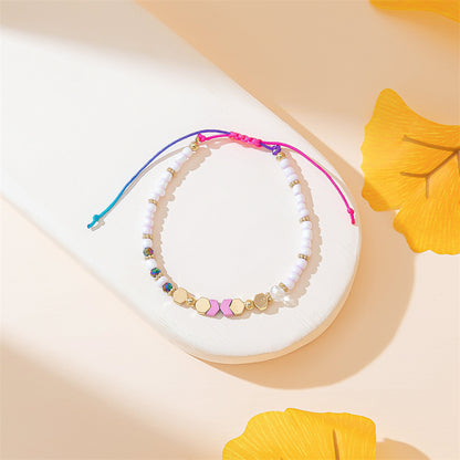 Vacation Simple Style Hexagon Fish Tail Artificial Crystal Beaded Women's Bracelets