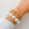 Elegant Exaggerated Geometric Imitation Pearl Aluminum Beaded Plating Women's Bracelets