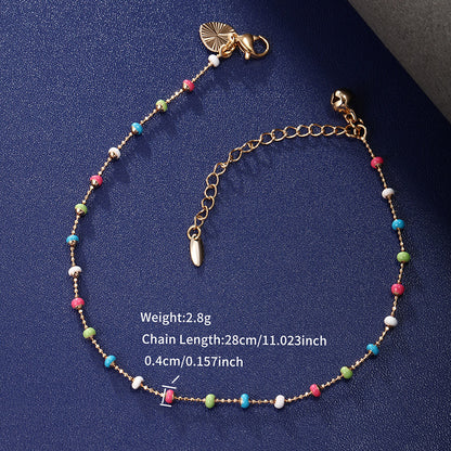 XUPING Simple Style Commute Round Alloy Copper Alloy Enamel 18K Gold Plated Women's Anklet