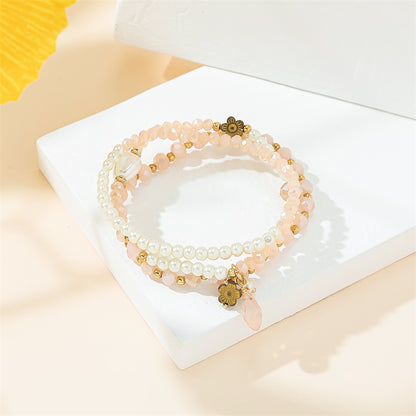 Casual Simple Style Round Artificial Crystal Beaded Women's Bracelets