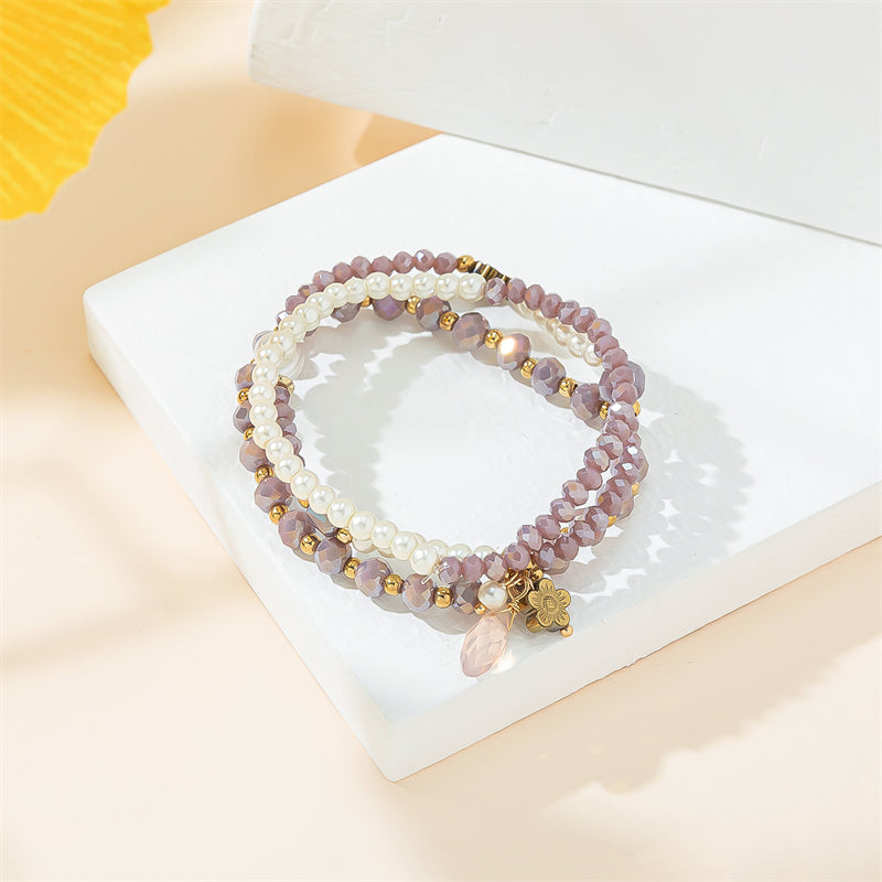 Casual Simple Style Round Artificial Crystal Beaded Women's Bracelets