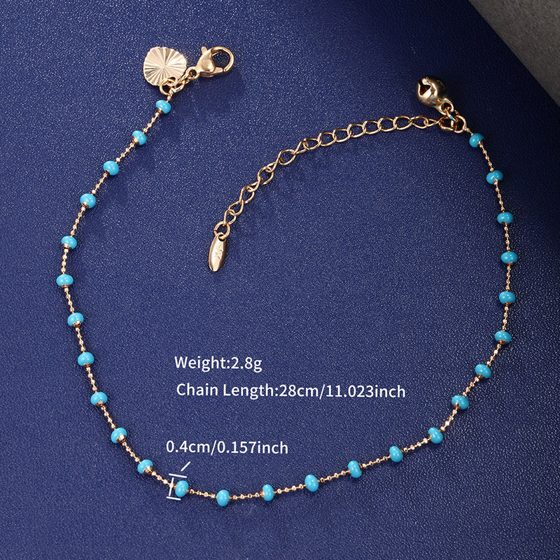 XUPING Simple Style Commute Round Alloy Copper Alloy Enamel 18K Gold Plated Women's Anklet