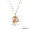 Stainless Steel 18K Gold Plated Cute Rabbit Inlay Zircon Pendant Necklace