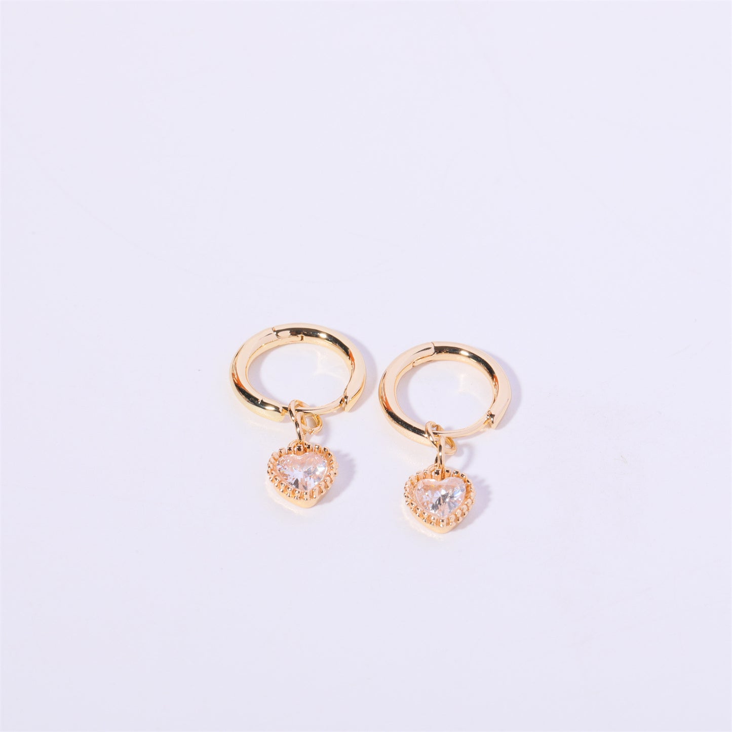 1 Pair Simple Style Heart Shape Plating Inlay Copper Zircon Ear Studs