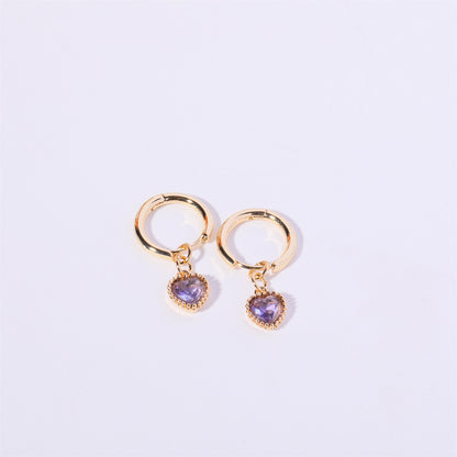 1 Pair Simple Style Heart Shape Plating Inlay Copper Zircon Ear Studs