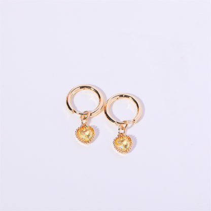 1 Pair Simple Style Heart Shape Plating Inlay Copper Zircon Ear Studs