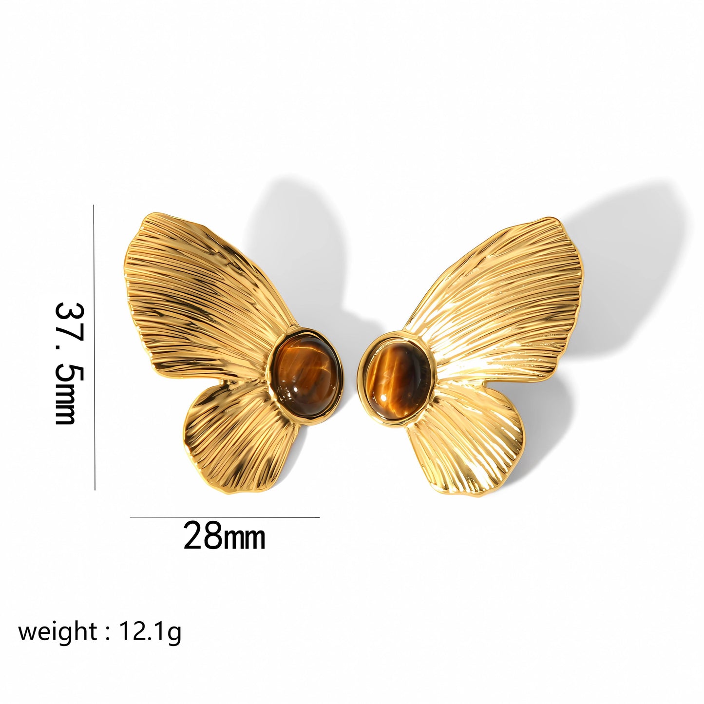 1 Pair Modern Style Flower Butterfly Ginkgo Leaf Polishing Plating Stainless Steel 18k Gold Plated Ear Studs