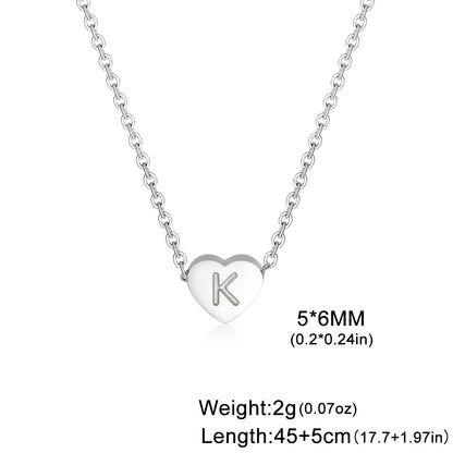 Stainless Steel Titanium Steel Simple Style Letter Heart Shape Plating Pendant Necklace