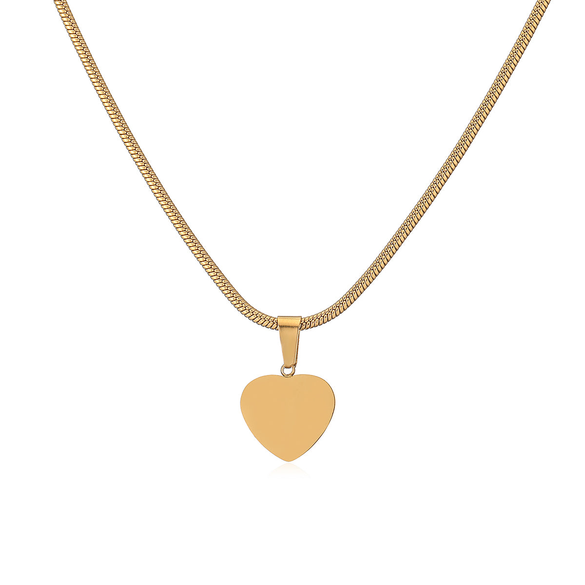 Titanium Steel 18K Gold Plated Retro Heart Shape Pendant Necklace