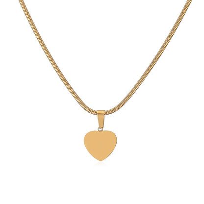 Titanium Steel 18K Gold Plated Retro Heart Shape Pendant Necklace