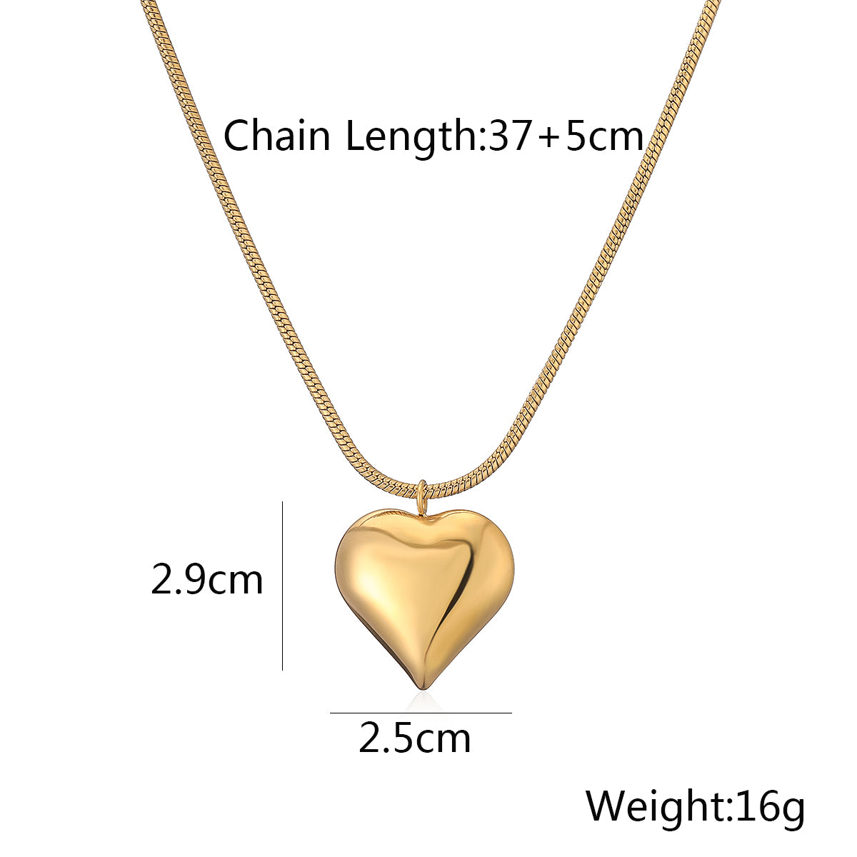 Titanium Steel 18K Gold Plated Retro Heart Shape Pendant Necklace