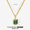 Ig Style Geometric Stainless Steel Titanium Steel Plating Inlay Natural Stone Opal Shell Pendant Necklace