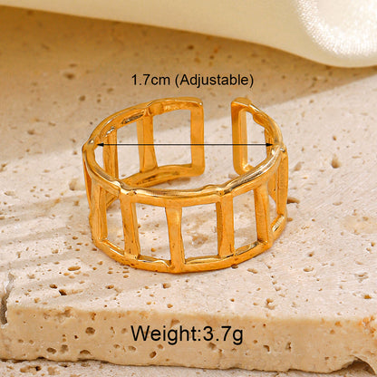 Stainless Steel 18K Gold Plated IG Style Star Heart Shape Solid Color Plating Open Rings