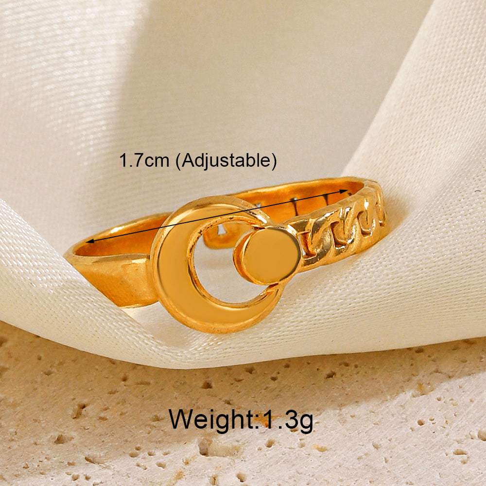 Stainless Steel 18K Gold Plated IG Style Star Heart Shape Solid Color Plating Open Rings