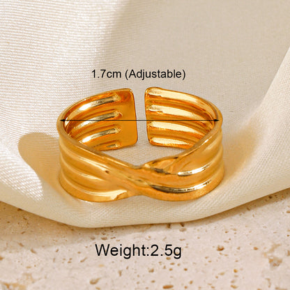 Stainless Steel 18K Gold Plated IG Style Star Heart Shape Solid Color Plating Open Rings