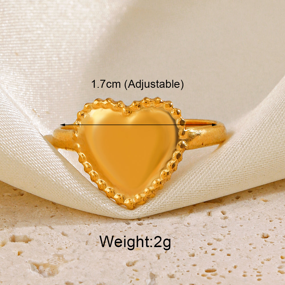 Stainless Steel 18K Gold Plated IG Style Star Heart Shape Solid Color Plating Open Rings