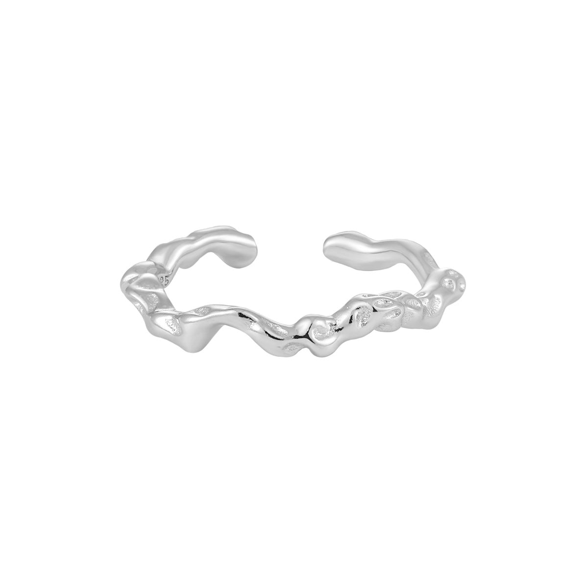 Sterling Silver Simple Style Irregular Plating Open Rings