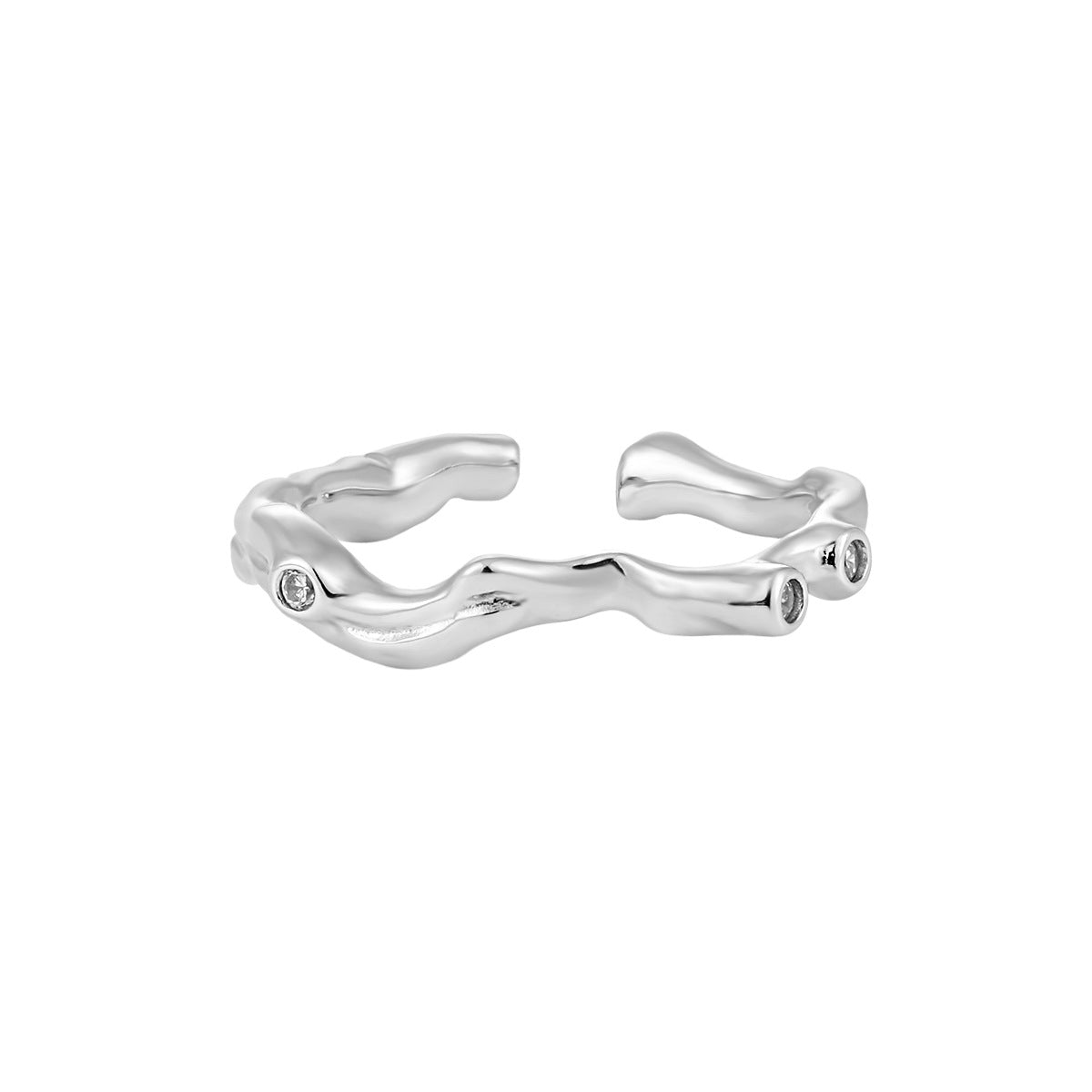 Sterling Silver Simple Style Irregular Plating Open Rings