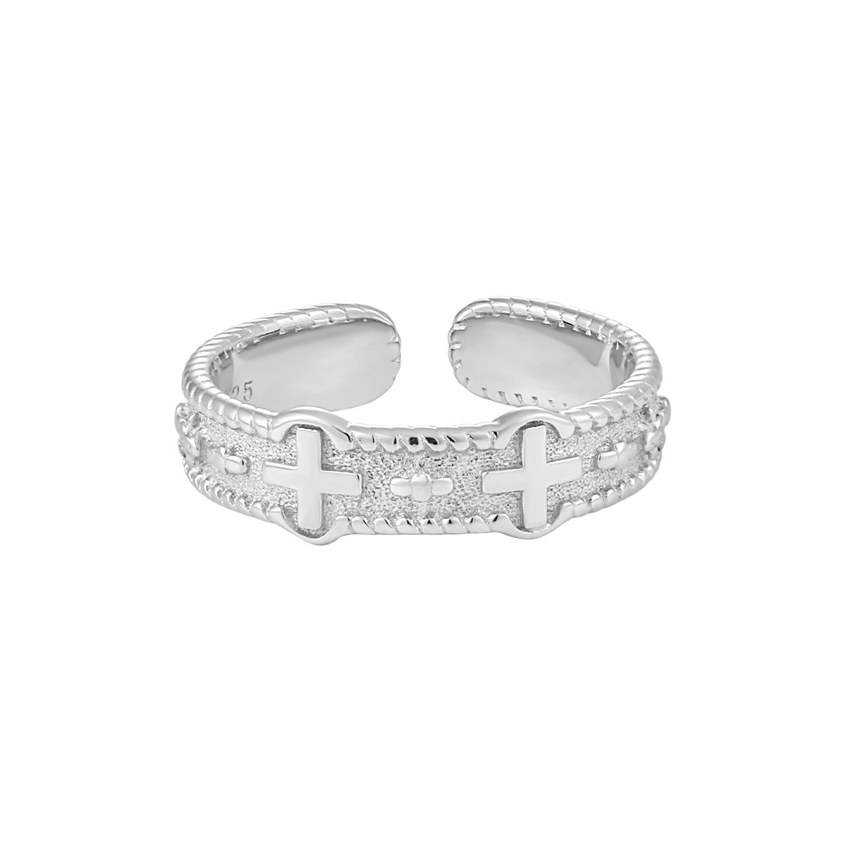 Sterling Silver Simple Style Cross Plating Open Rings