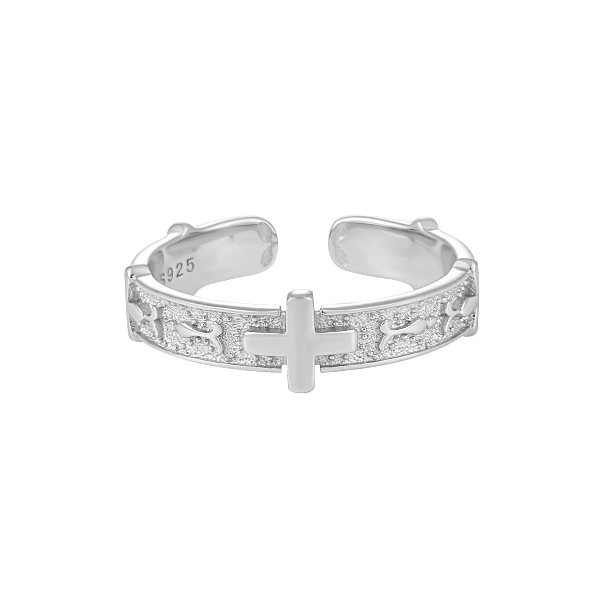 Sterling Silver Simple Style Cross Plating Open Rings