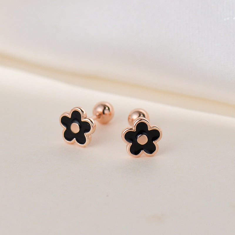 1 Pair Sweet Flower Plating Sterling Silver Ear Studs